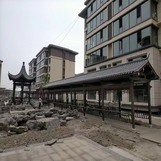 浙江杭州古建凉亭厂家-杭州仿古休闲亭子长廊整体施工-杭州古建工程厂家